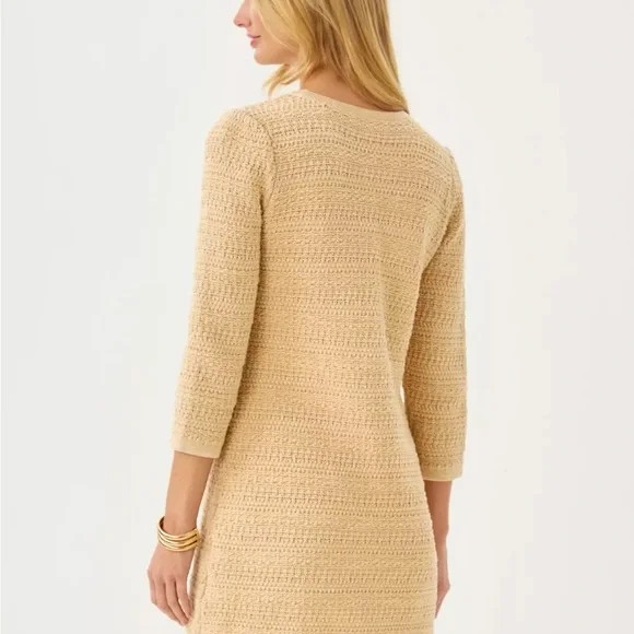 Lilly Pulitzer Rhysa Sweater Dress Cream Knit Mini Dress with Bow Details - Picture 3 of 16